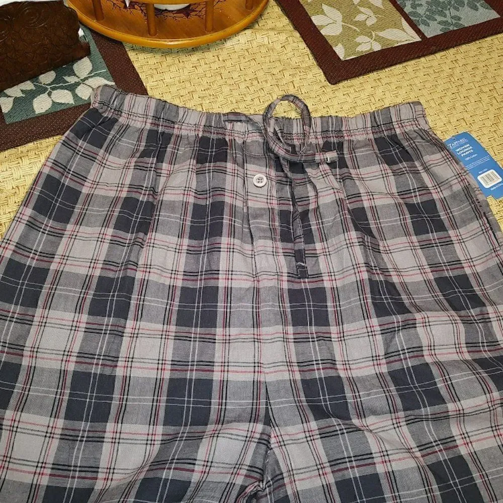 New 7 Apparel Gray Plaid Woven Lounge Pants Men's XL